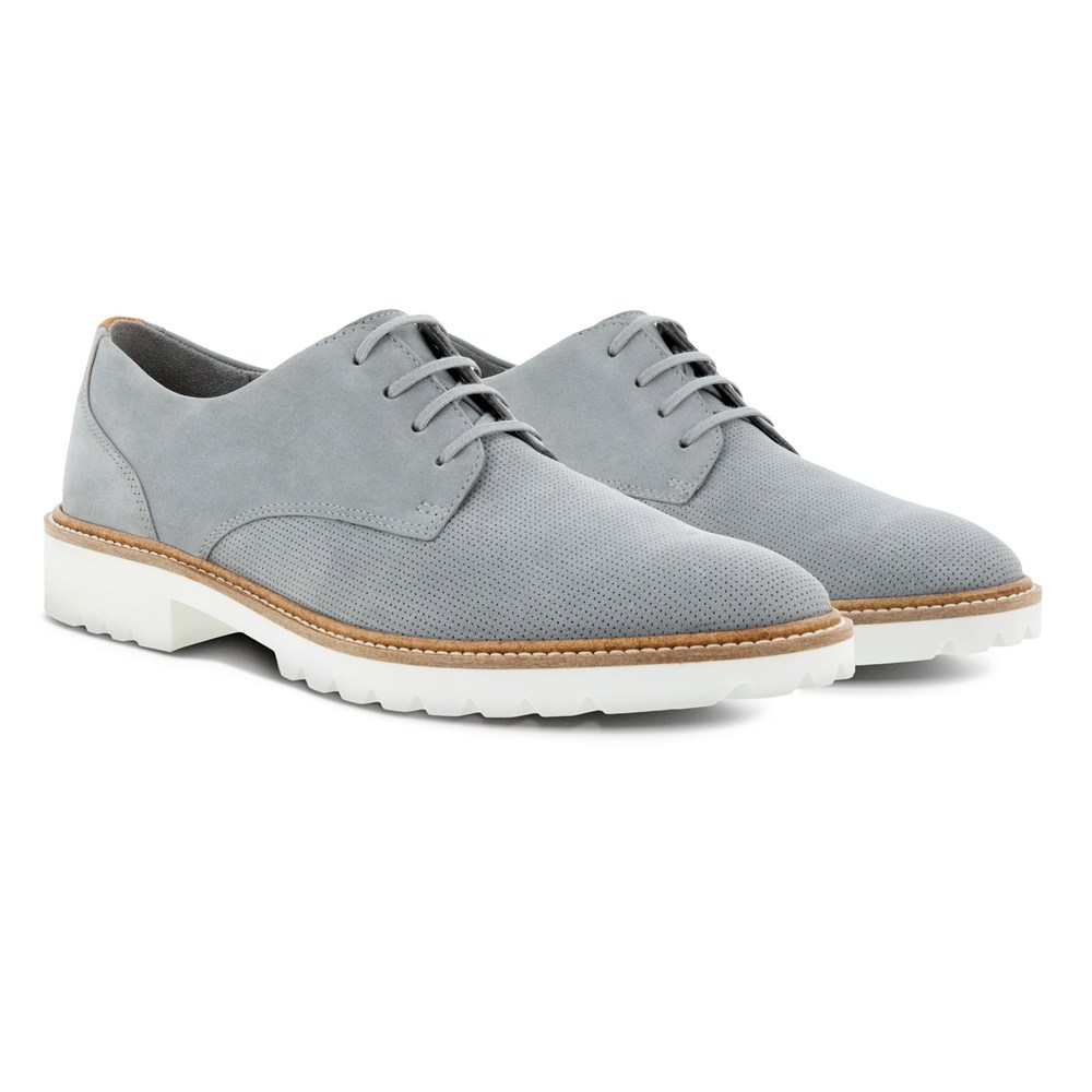 ECCO Womens Dress Shoes Grey - Modern Tailored Laced Derby - TDQ-172486